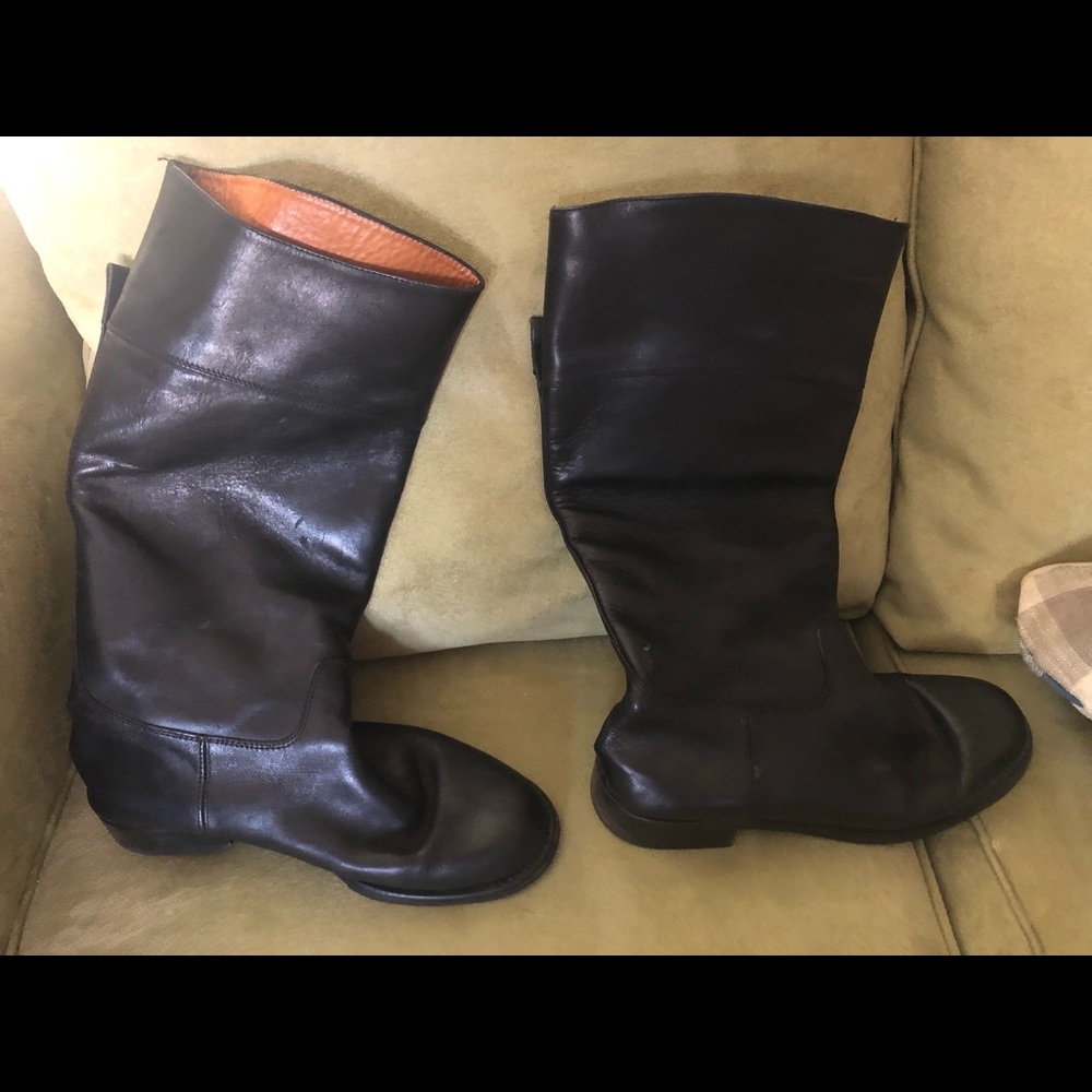 MSM Black leather knee-high riding boots